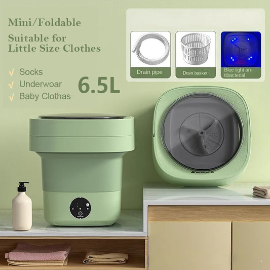 Mini Portable Washing Machine - Foldable Travel Washer with Spin Dry